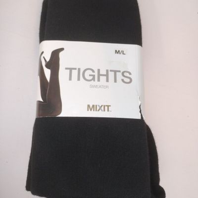 MIXIT Buttery Soft Black Fleece-Lined Footless Tights Size M/L ~NEW~